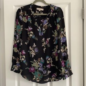 Black floral Loft blouse